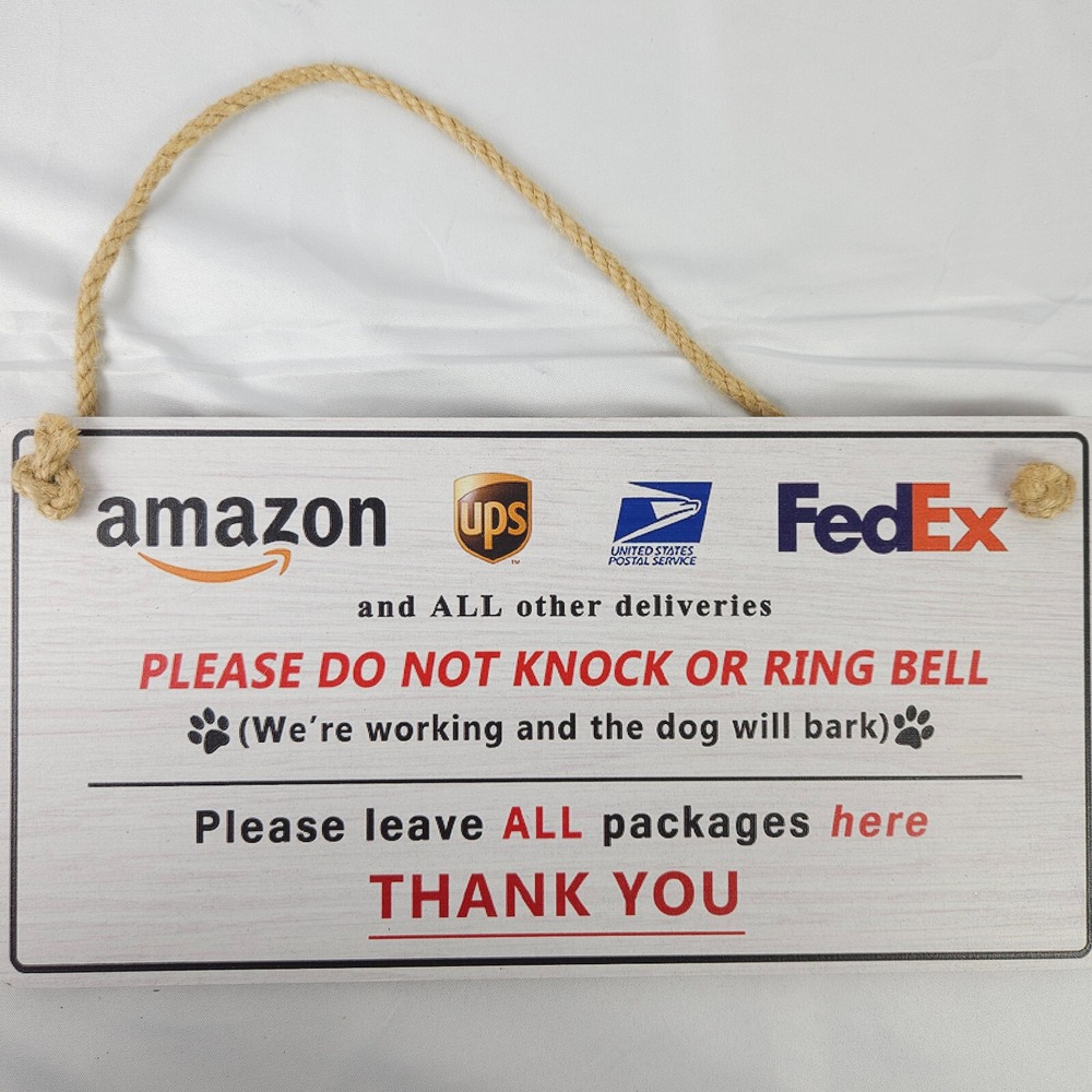 Do Not Knock Ring‎ Bell Wooden Sign 12x6 Working Dog